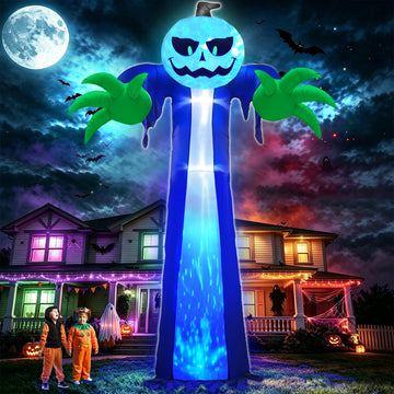 Inflatable Pumpkin Ghost for Halloween Yard Display