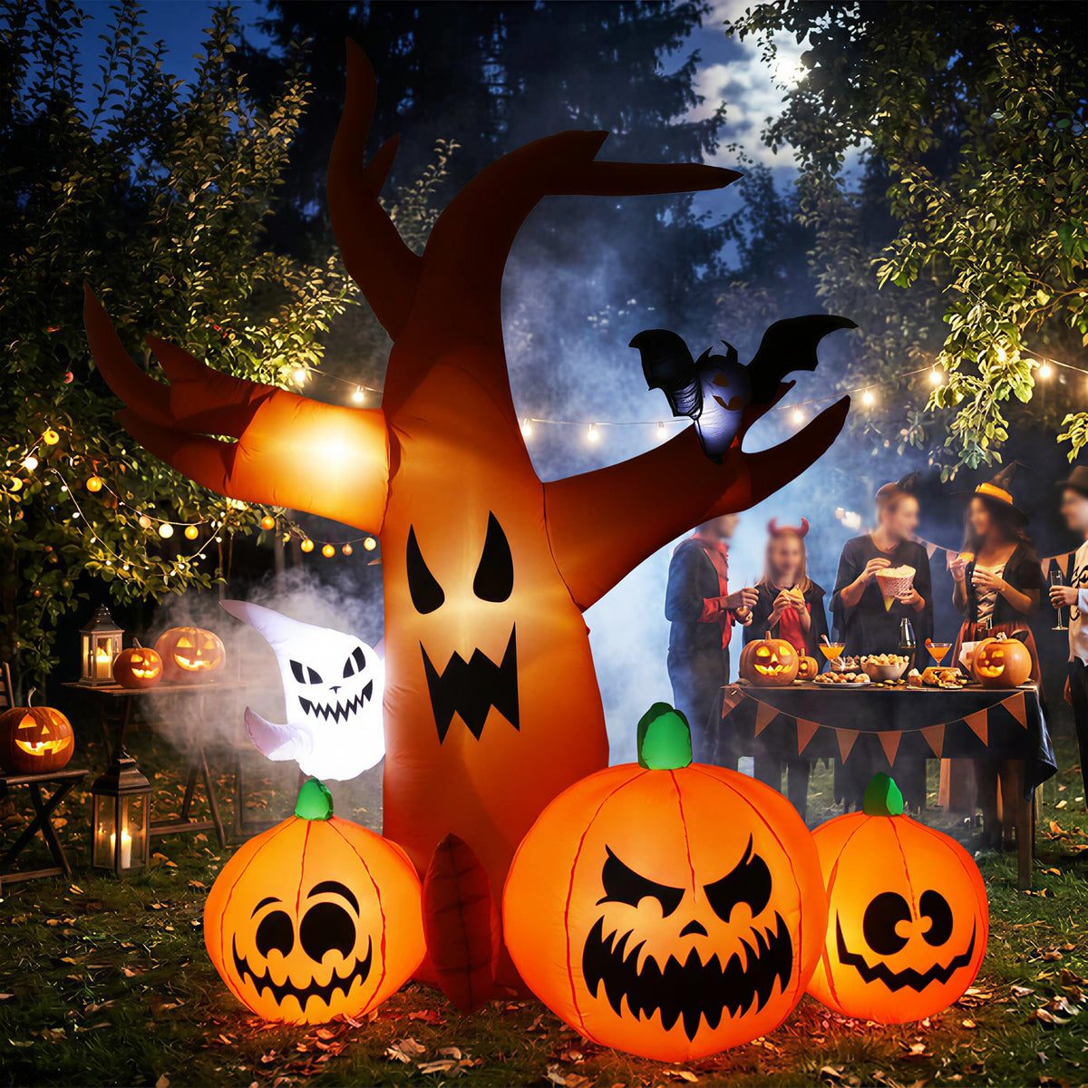 Halloween Inflatable Spooky Tree Outdoor Decor with Built-in LED Lights