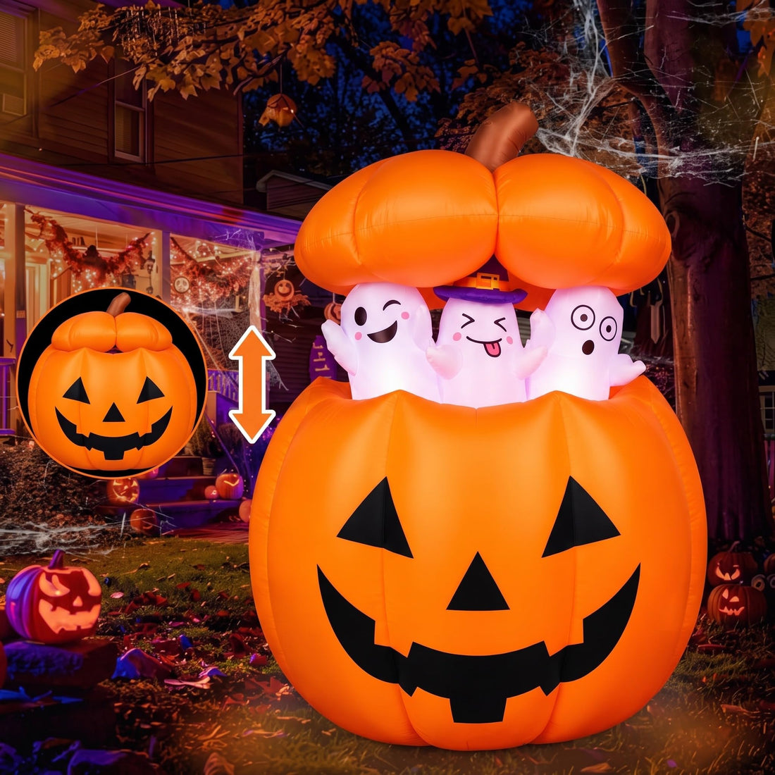 Halloween Inflatables Animated Pumpkin Ghost Outdoor Decorations