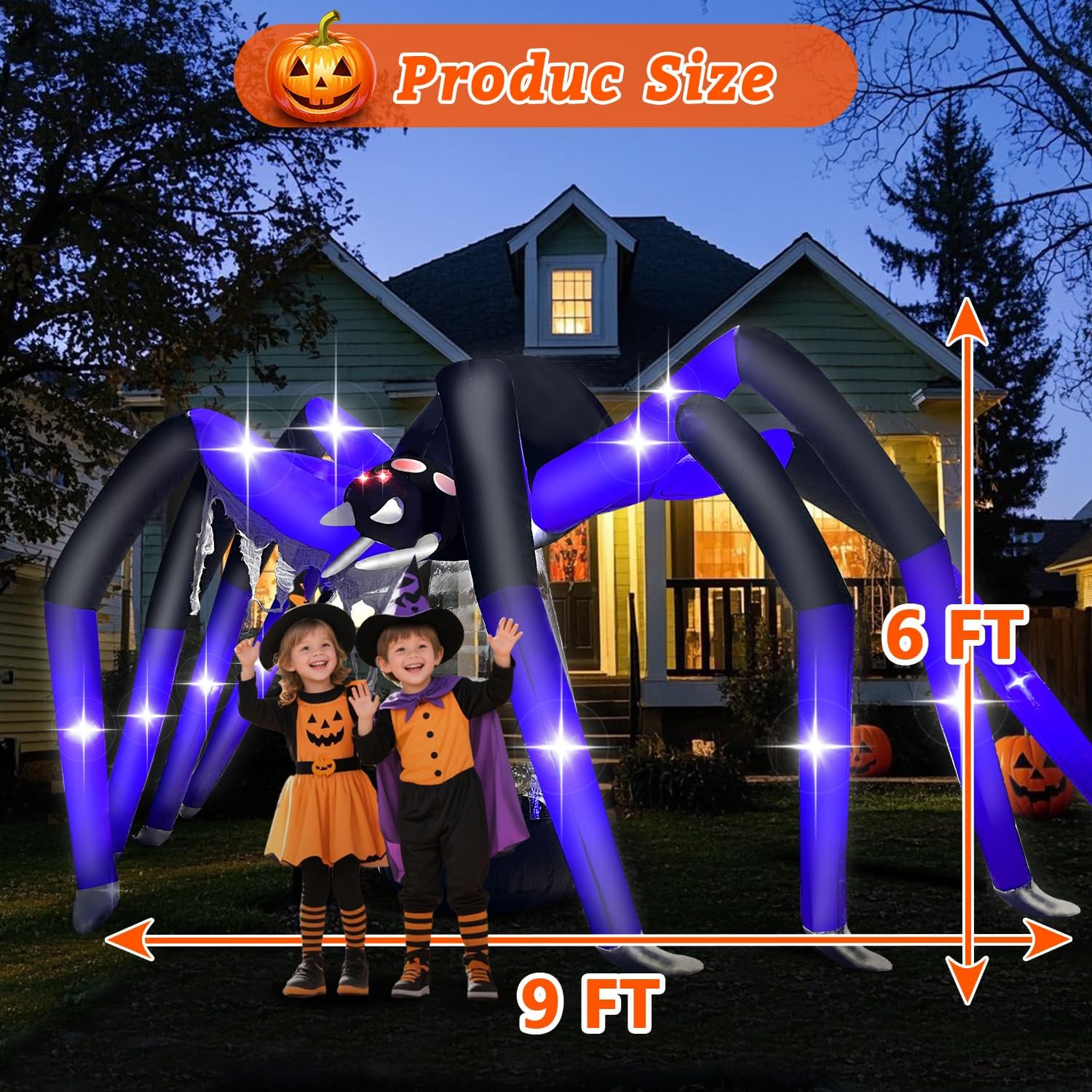 Halloween Inflatable Green Monster Yard Decoration with LED