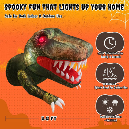 Halloween Inflatable Dinosaur with LED Eyes for Yard