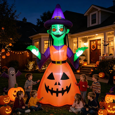 Halloween Inflatable Yard Decor Witch with LED Lights