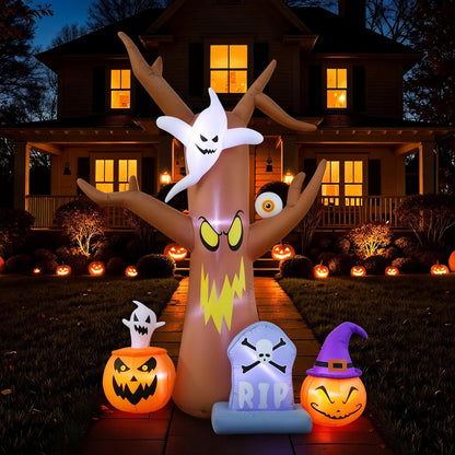 Halloween Inflatable Tree with LEDs for Yard
