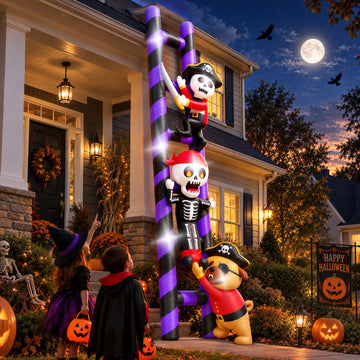 Halloween Inflatable Decorations Pirate Skeleton Climbing Ladder