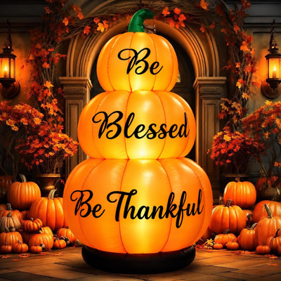 Stacked Pumpkin Inflatable Outdoor Decoration with LED Lights