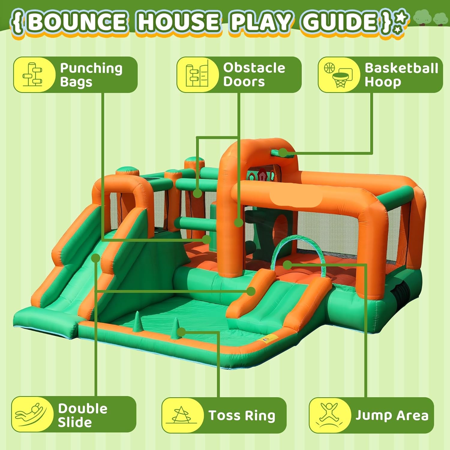 Bounce House with Dual Slides & Ball Pit for Kids