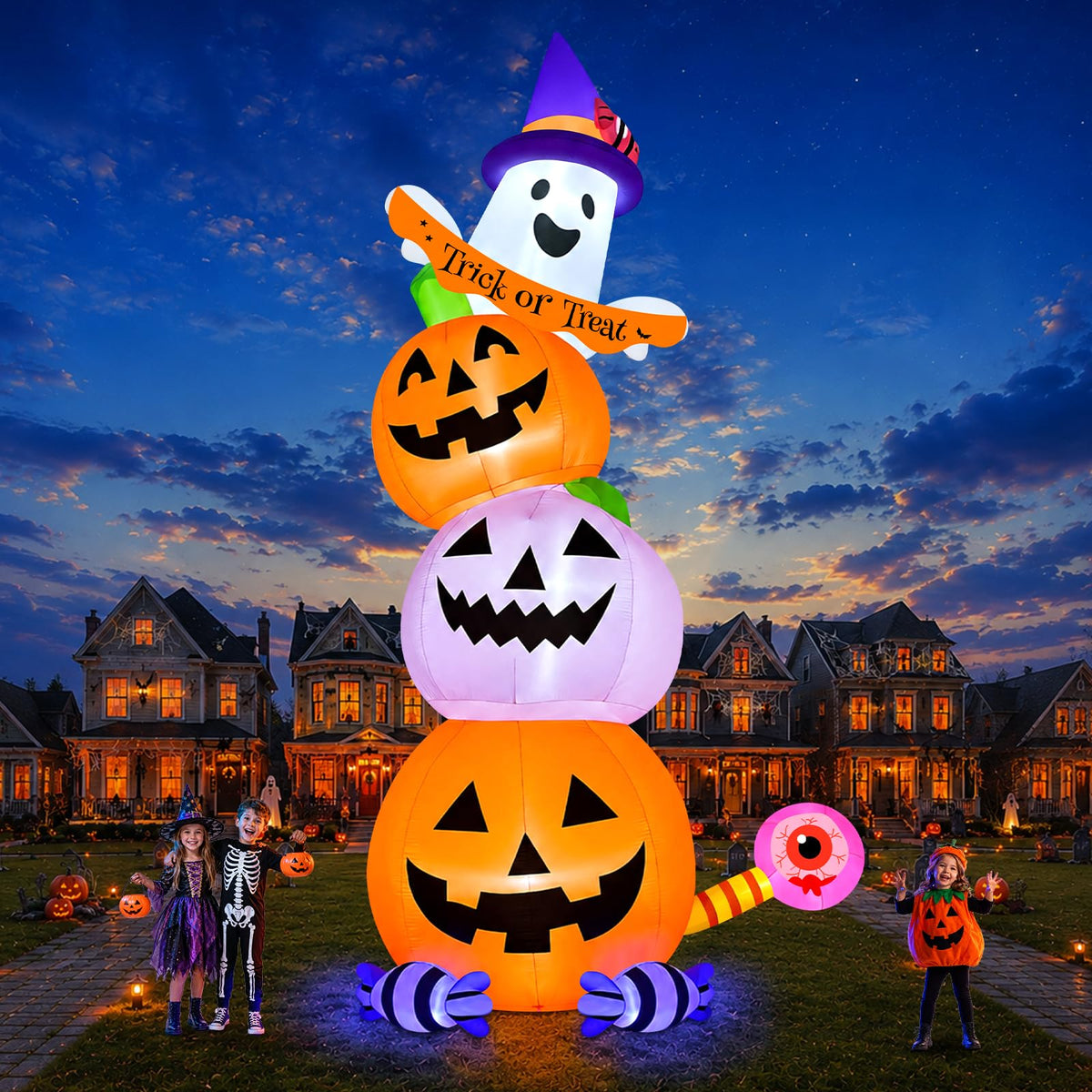 20FT Halloween Inflatable Decoration Tall Halloween Inflatable Pumpkin Ghost