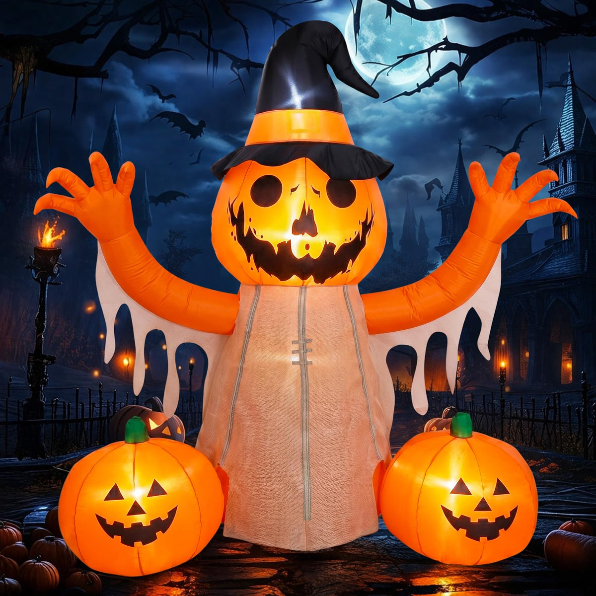 Halloween Inflatables Pumpkin Scarecrow Outdoor Decor