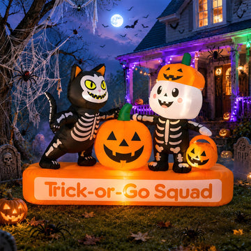 Lighted Halloween Inflatable Yard Decoration Trick Treat Squad