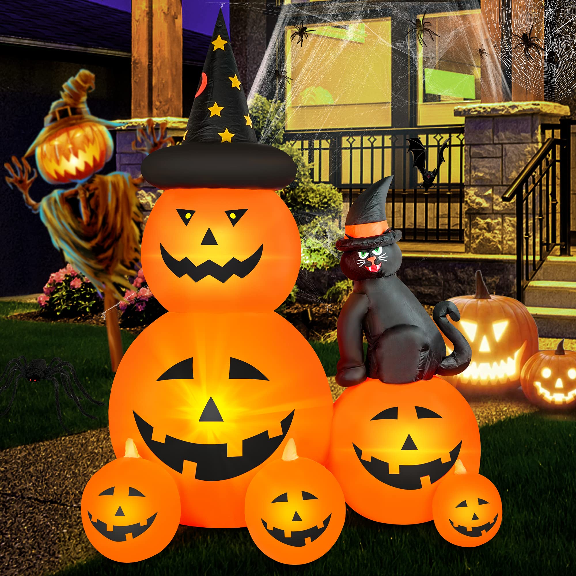6 FT Halloween Inflatable Outdoor Decor Ghost Pumpkin Black Cat