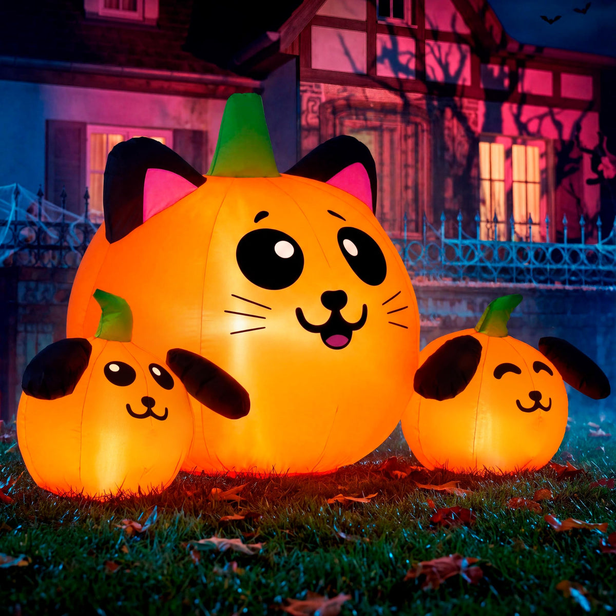 Halloween Inflatable Pumpkin Cat and Dog Decoration