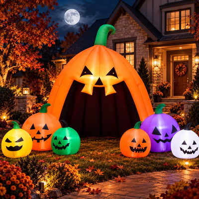 Pumpkin House Halloween Inflatable Walk with LED Lights