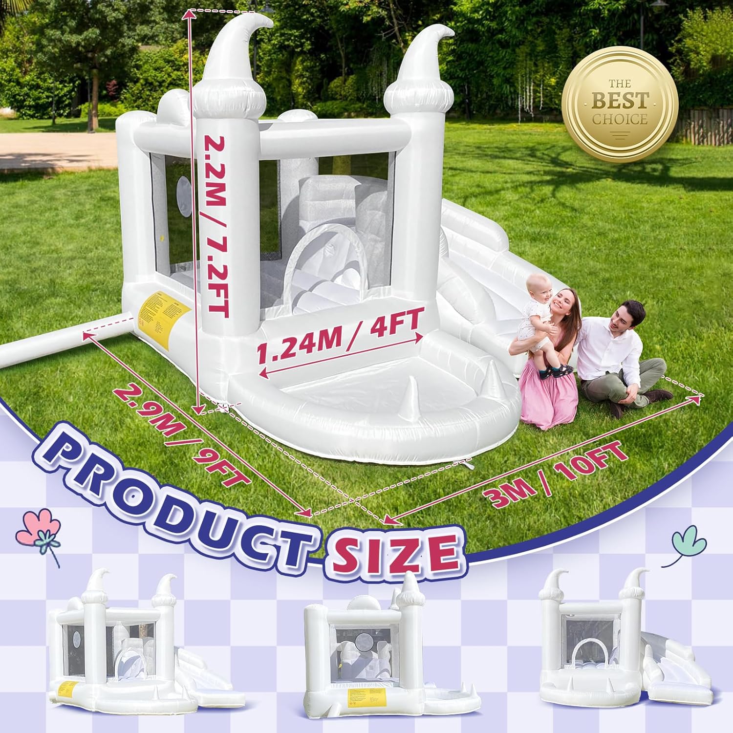 White Bounce House with Slide and Ball Pit