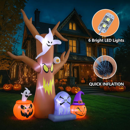 Halloween Inflatable Tree with LEDs for Yard