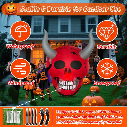 Halloween Inflatable Green Monster Yard Decoration with LED