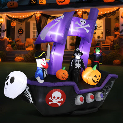 Halloween Inflatable Pirate Ship Outdoor Decor with LED Light