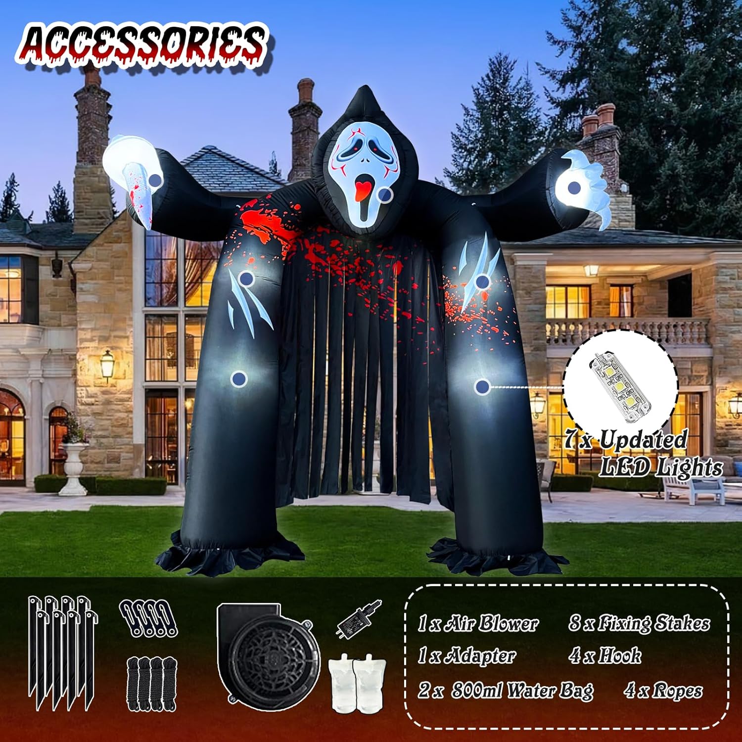 6 FT Halloween Inflatable Archway with Ghost & Built-in LEDs