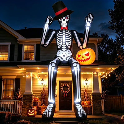 Inflatable Yard Decoration Halloween Inflatables Giant Sitting Skeleton