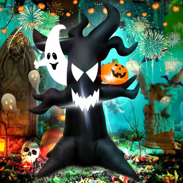Haunted Tree Inflatable Ghost with LED Pumpkin