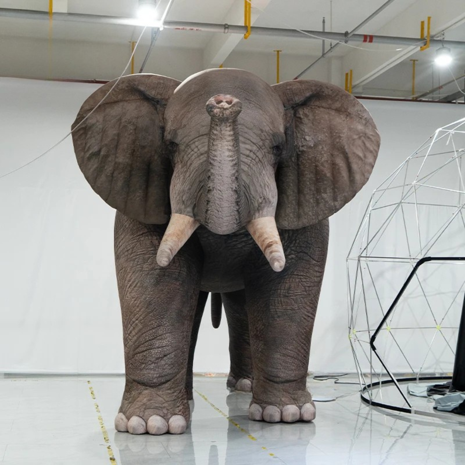 Mascota de elefante inflable de dibujos animados con iluminación LED