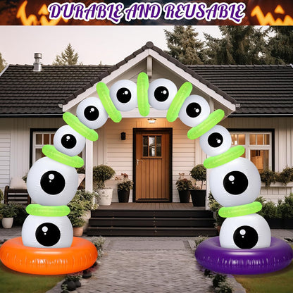 21 Pack Halloween Party Arch Kit Include 4 Large 24 Inch Inflatable Eyeballs, 6 Pcs 16 Inch Eyeball Beach Balls and 11 Inflatable Pool Swim Ring for Halloween Beach Balls Decorations Outdoor