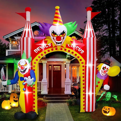12 FT Halloween Inflatables Clown Archway Outdoor Decorations, Giant Clown Arch Blow Up Yard Decorations Scary Inflatable with Build-in Lights for Yard Garden Lawn Indoor Outdoor Decor