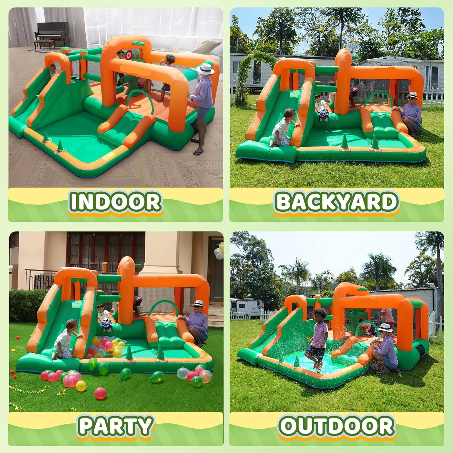 Bounce House with Dual Slides & Ball Pit for Kids