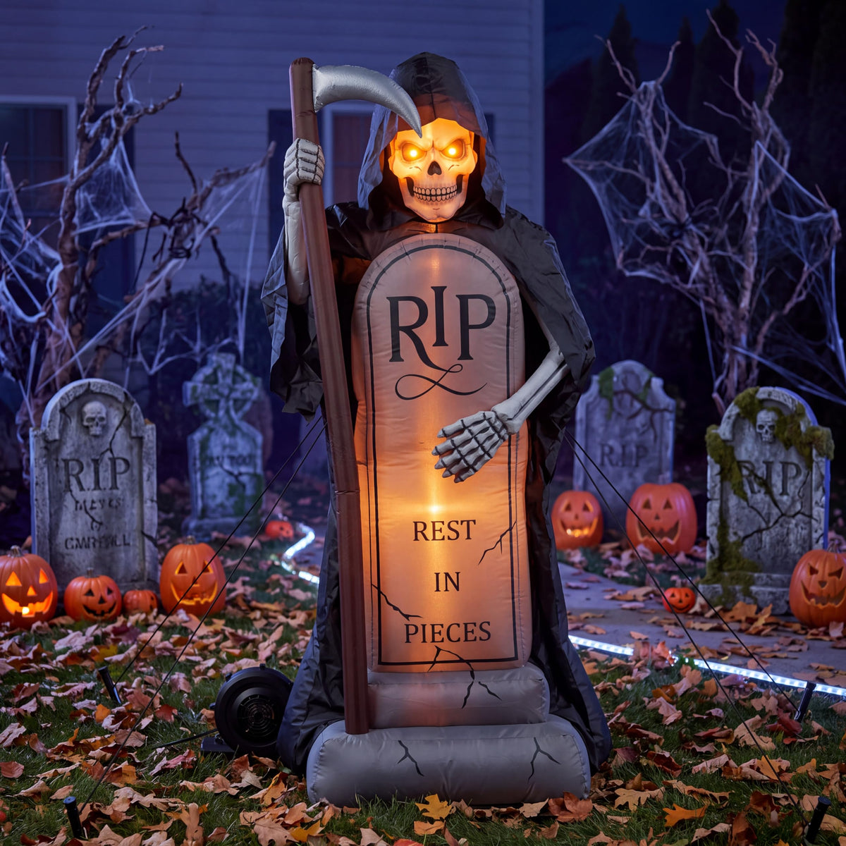 Halloween Inflatable Grim Reaper Tombstone Outdoor Decor