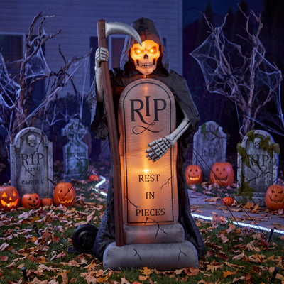 Halloween Inflatable Grim Reaper Tombstone Outdoor Decor