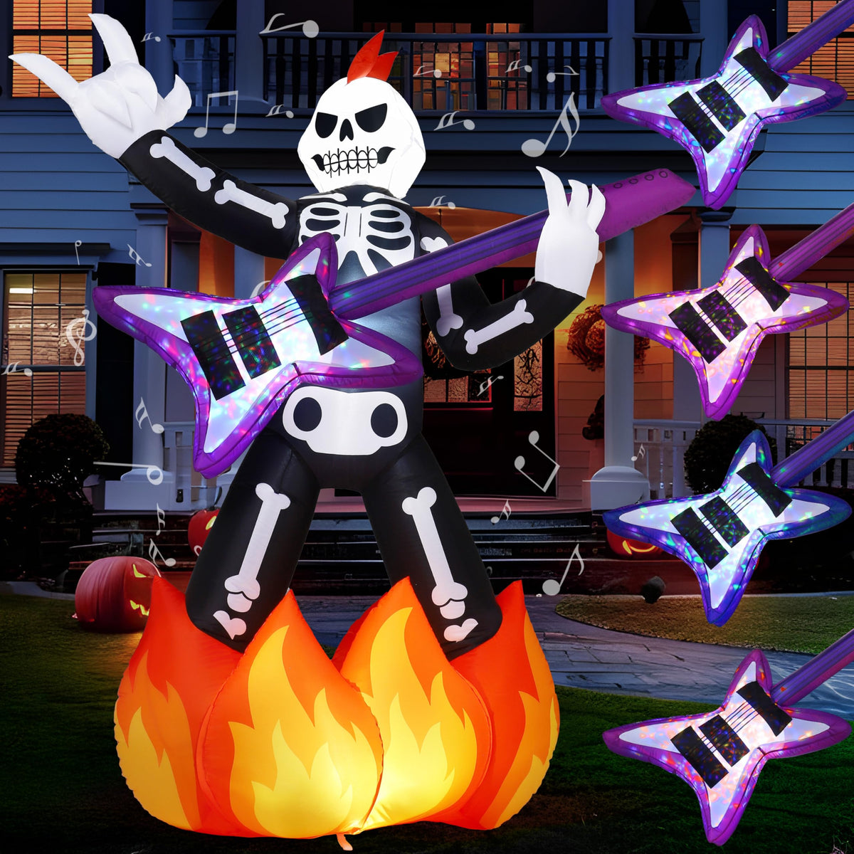 Inflatable Halloween Inflatable Skeleton Plays Guitar with LEDs