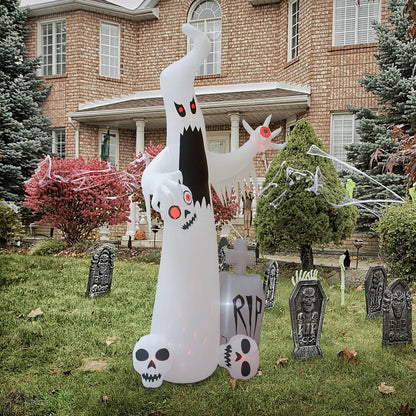 Halloween Inflatable Ghost with Skulls for Yard Decor
