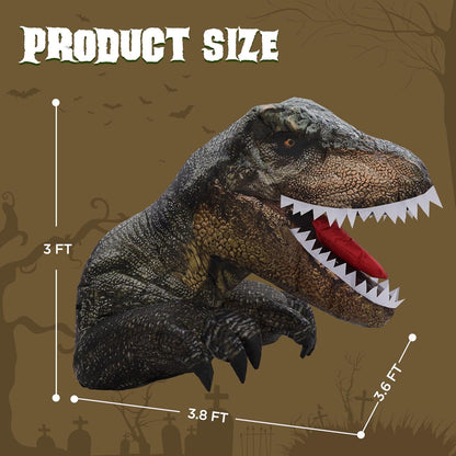 3.6 FT Halloween Inflatable Outdoor Decorations, Trunk or Treat Car Decorations, Halloween Blow Ups Animated Dinosaur with LEDs for Halloween Decor