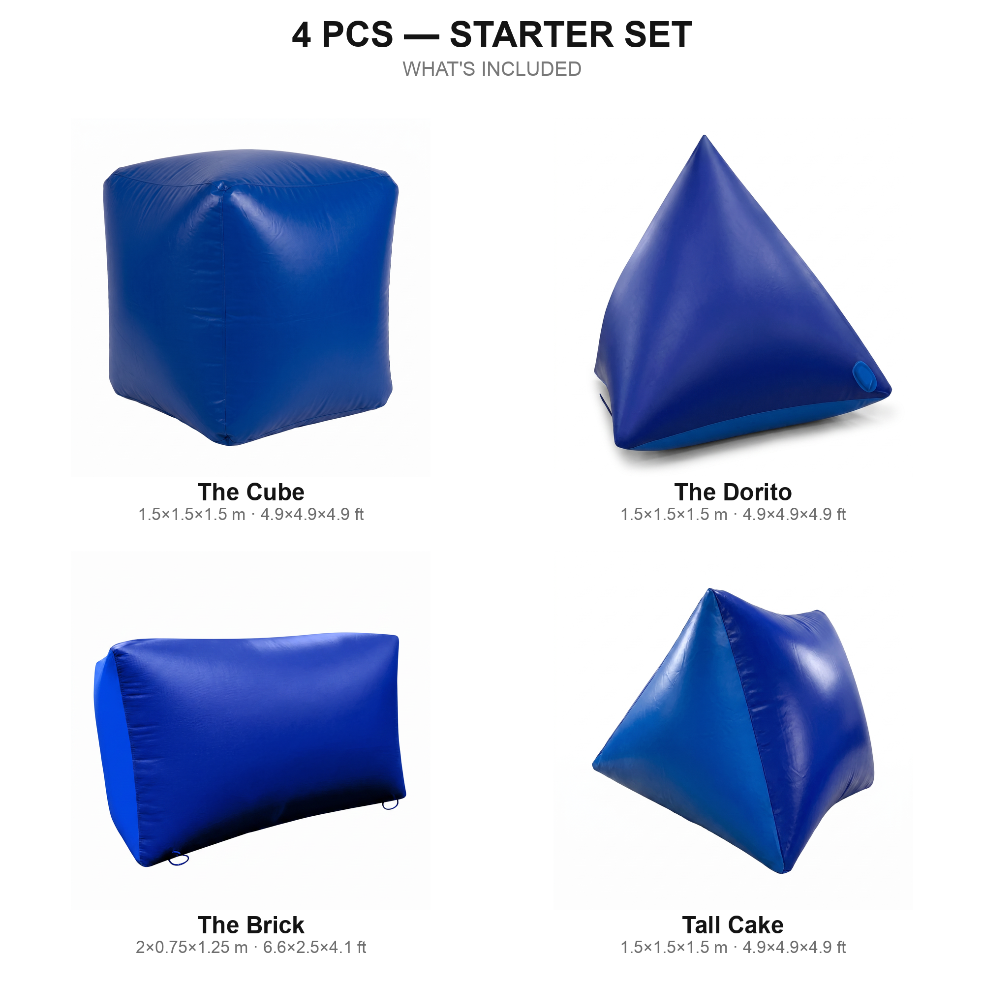 4 pcs Starter Set contents — blue paintball bunkers