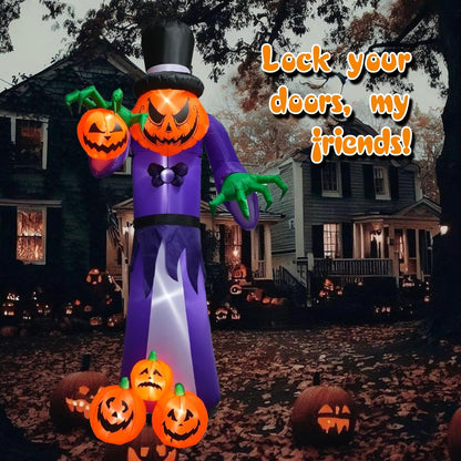 11FT Giant Halloween Inflatables Pumpkin Grim Reaper Outdoor Decoration Built-In LED Lights, Halloween Blow up Pumpkin Monster for Halloween Party Indoor, Outdoor, Yard, Garden, Lawn Decor