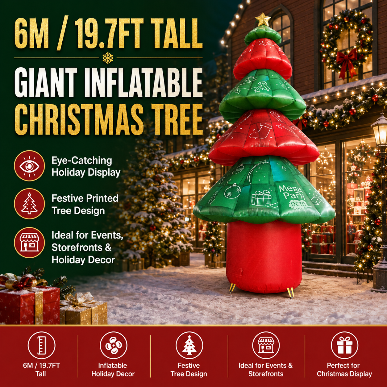 Giant Inflatable Christmas Tree for Commercial Holiday Displays