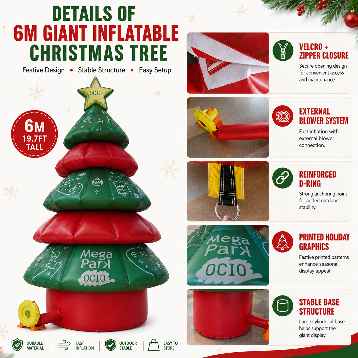 Giant Inflatable Christmas Tree for Commercial Holiday Displays