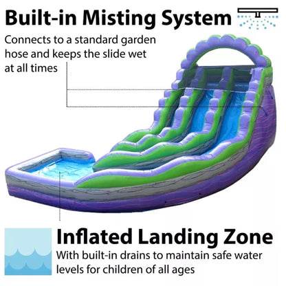 Double Lane Inflatable Water Slide Purple Marble