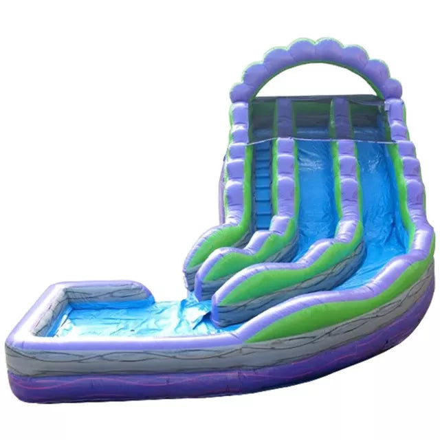 Double Lane Inflatable Water Slide Purple Marble