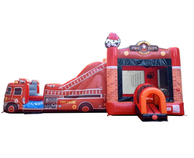 Mega Fire Truck Inflatable Water Slide Bounce House Fun