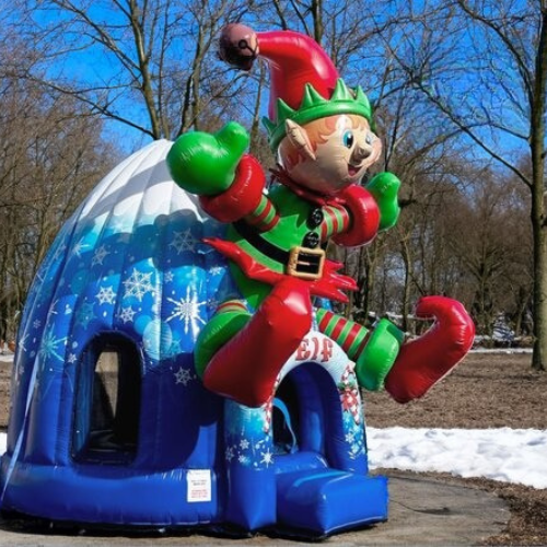Elf-Themed Inflatable Bounce Dome Rental