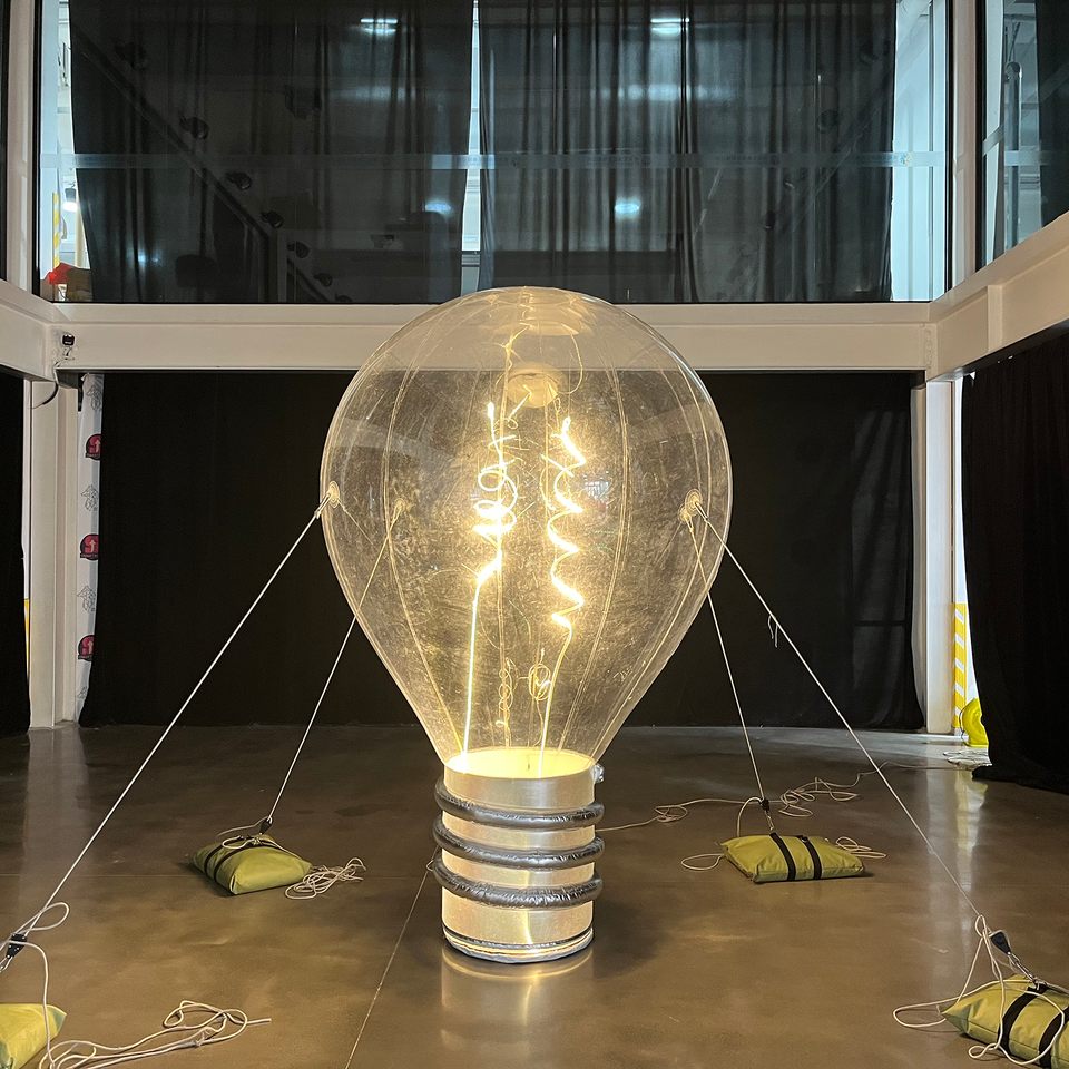 Interactive Inflatable Filament Light Bulb with Sensor LED Lighting