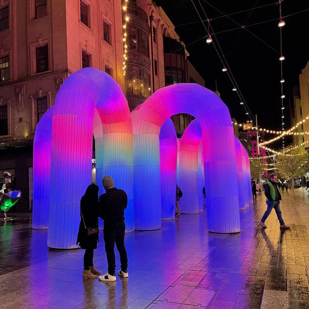 Inflatable Arch with Colorful LED Lights for Outdoor Parties