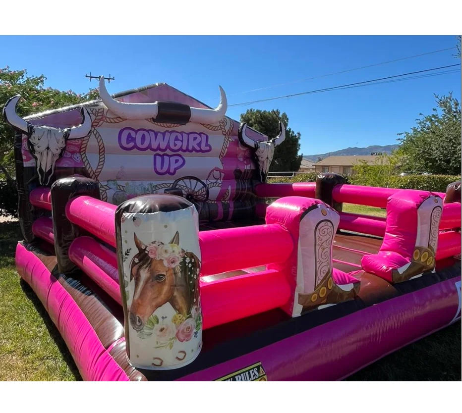 Pink Rodeo Bull Pink Inflatable Rodeo Cowgirl Mechanical Bull | Got Inflatables