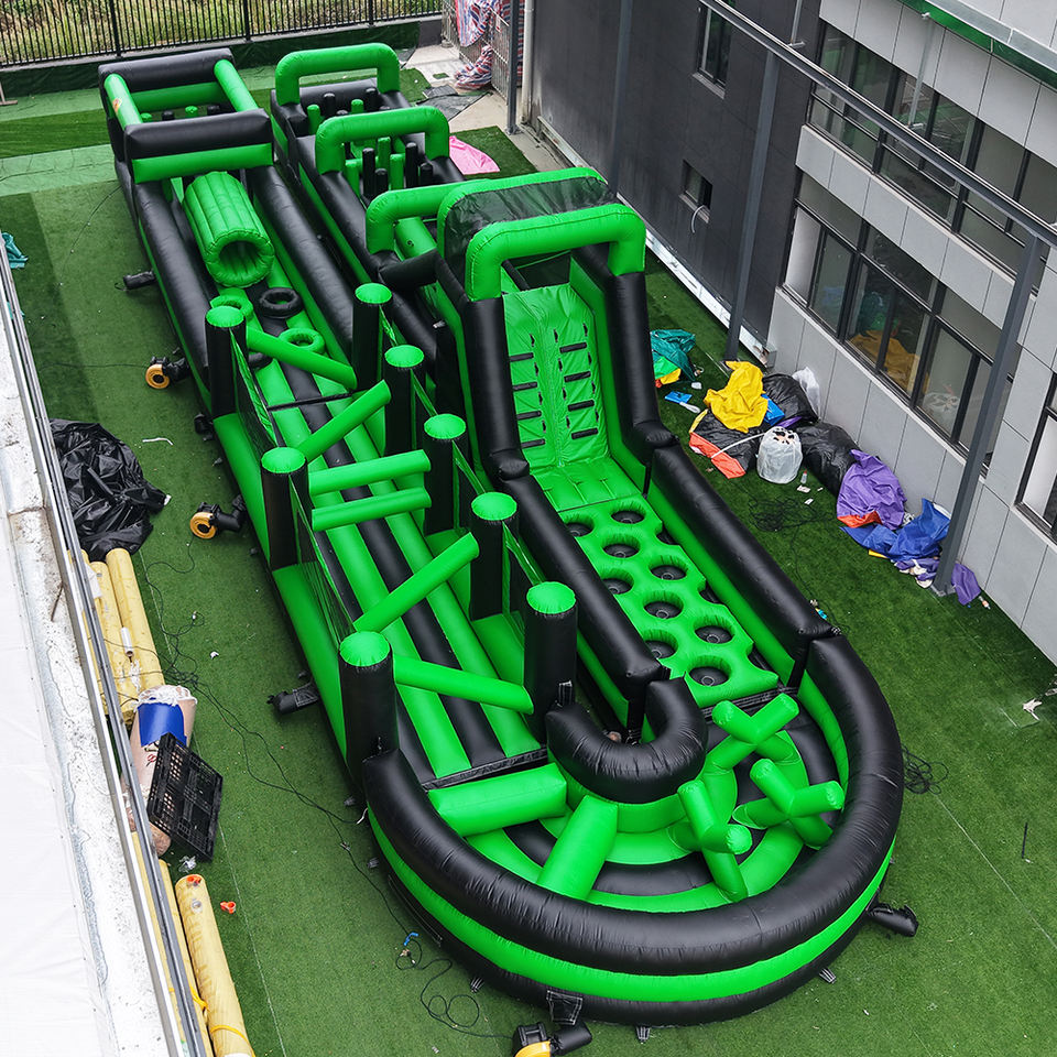72FT Ultimate Inflatable Obstacle Course with Slide Climb Crawl