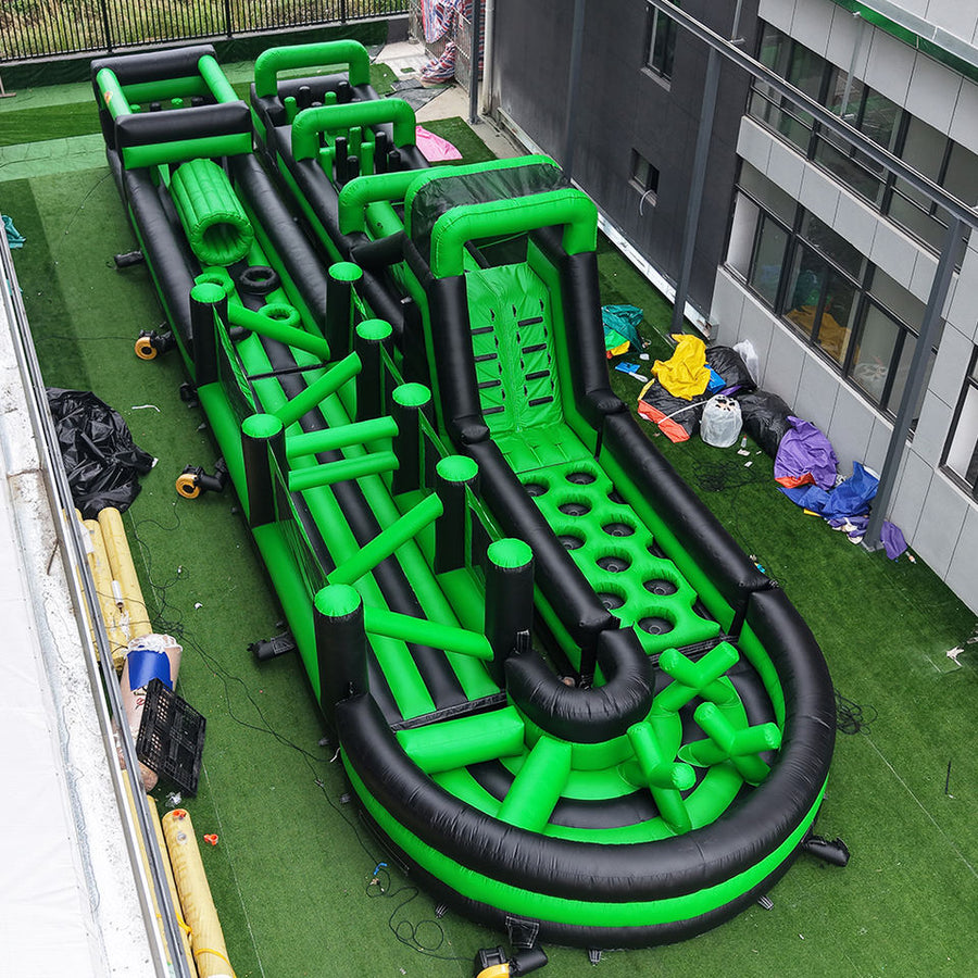 72FT Ultimate Inflatable Obstacle Course with Slide Climb Crawl