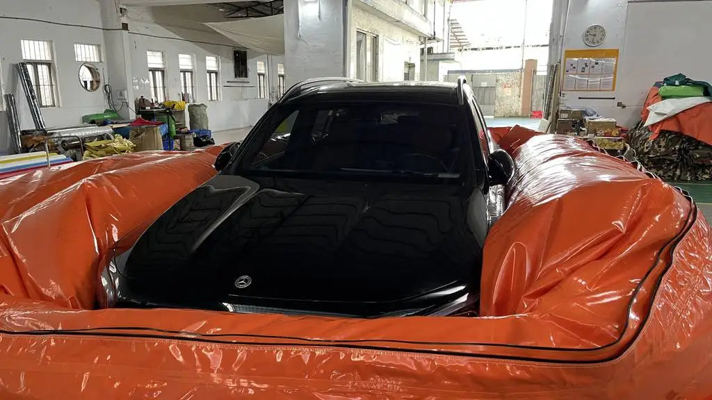 Waterproof PVC Inflatable Flood Car Cover 18x8x6.5 FT Orange