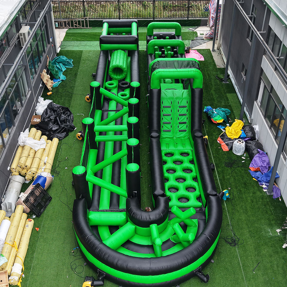 72FT Ultimate Inflatable Obstacle Course with Slide Climb Crawl