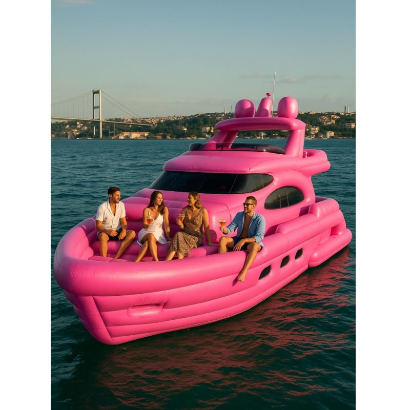 PVC Customized Large Inflatable Yacht Pink Boat