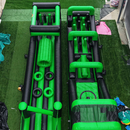 72FT Ultimate Inflatable Obstacle Course with Slide Climb Crawl