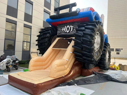 Monster Truck Inflatable Bounce Castle with Slide